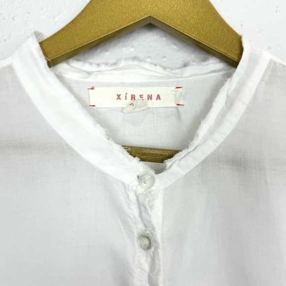 XIRENA White Hennessy Top Small Long Sleeves Oversized Tunic Popover Buttons - Picture 4 of 10